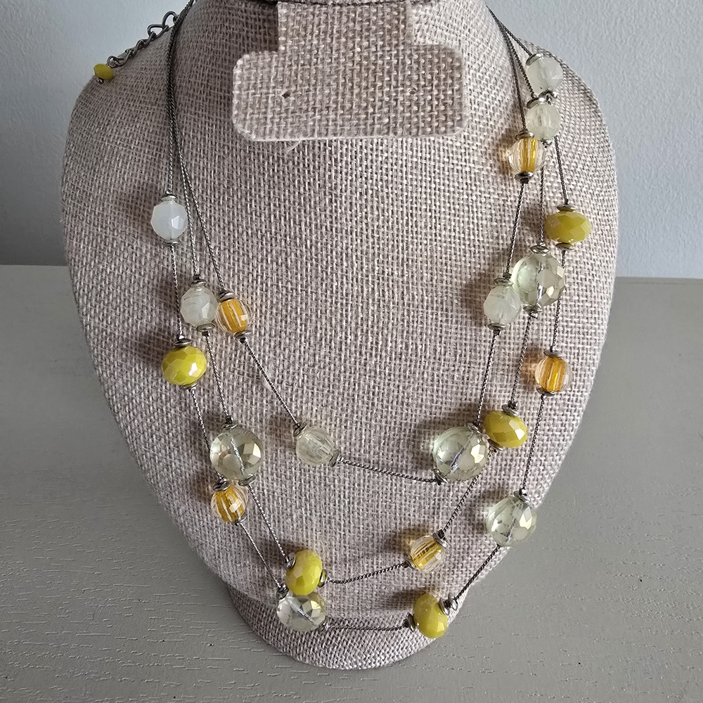 NWT Croft & barrow Yellow and Clear Multi-Strand Beaded Necklace - Picture 1 of 5